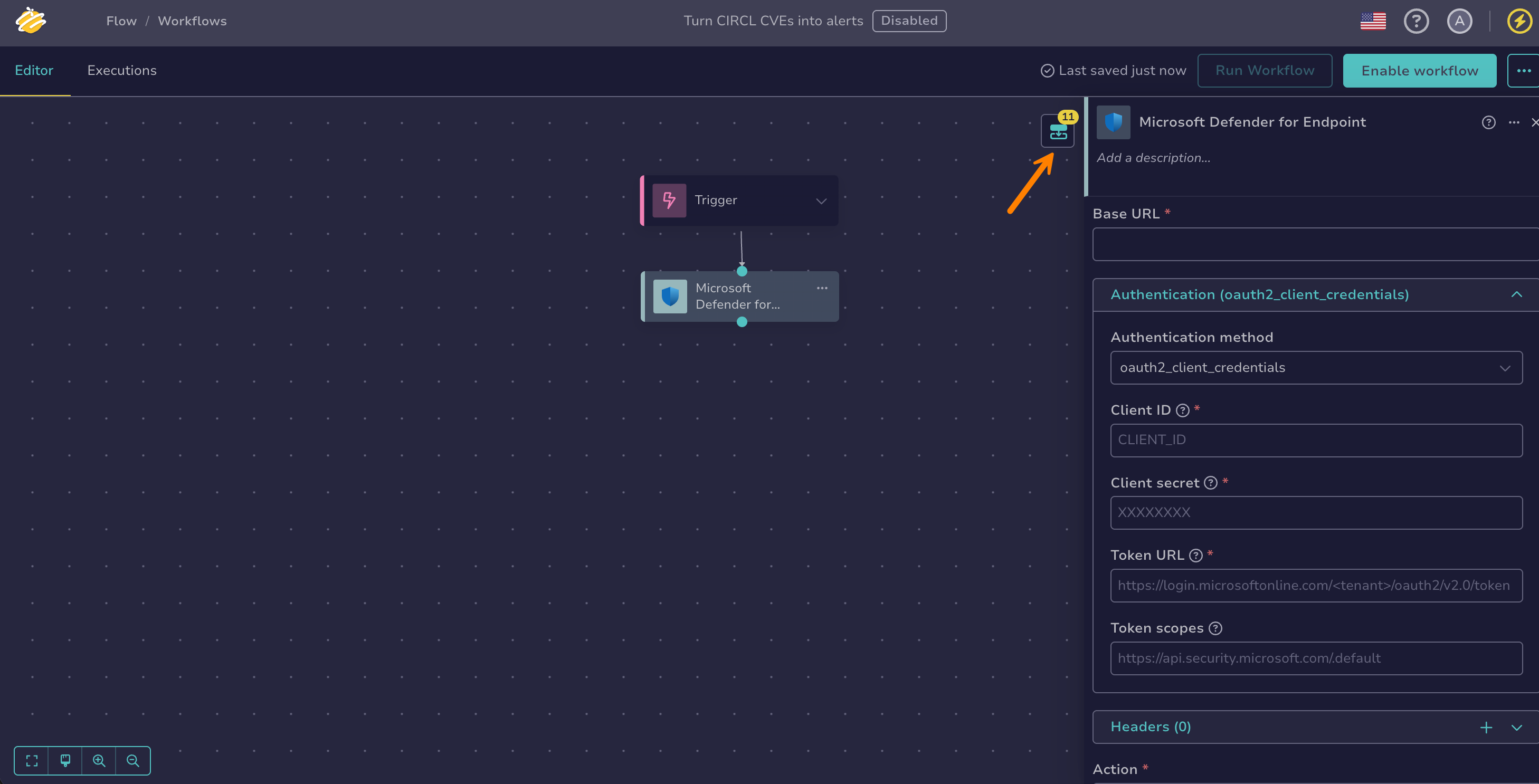 Outputs of the Microsoft Defender for Endpoint node