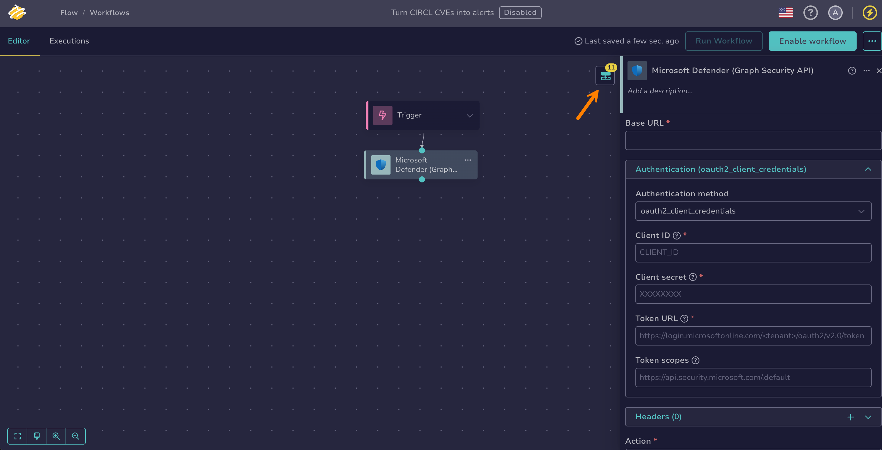 Outputs of the Microsoft Defender Graph Security API node