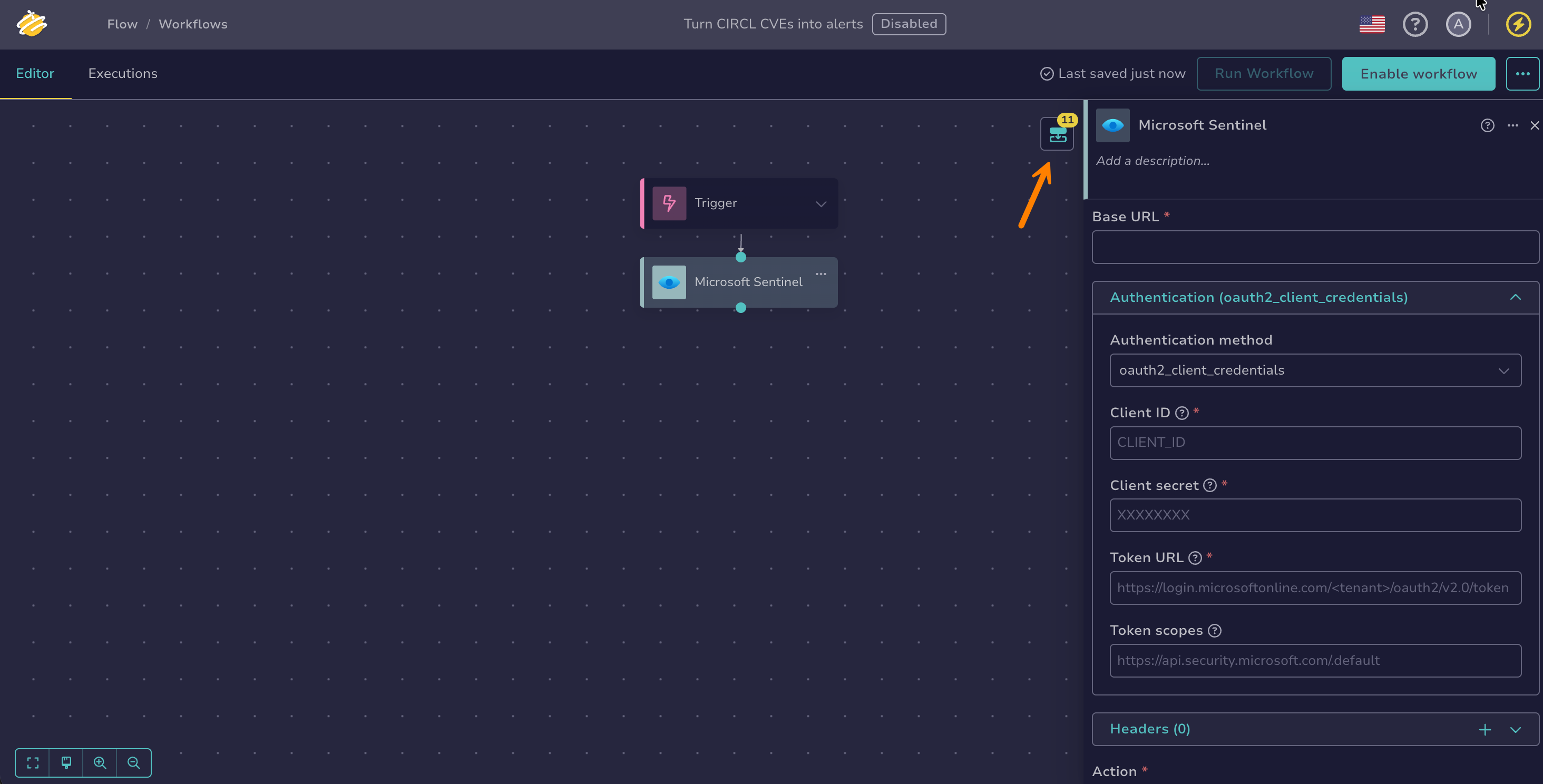 Outputs of the Microsoft Sentinel node