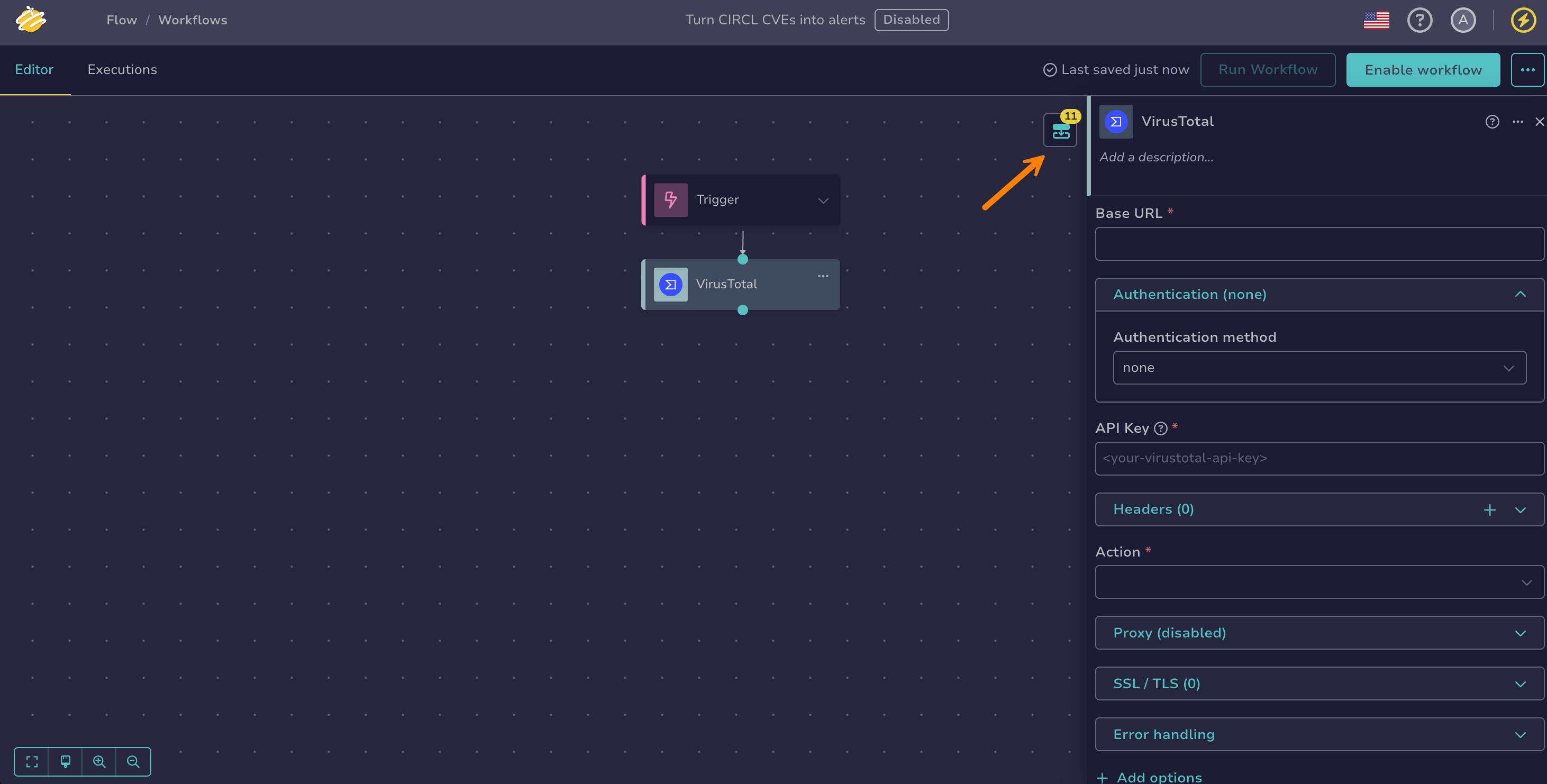 Outputs of the VirusTotal node