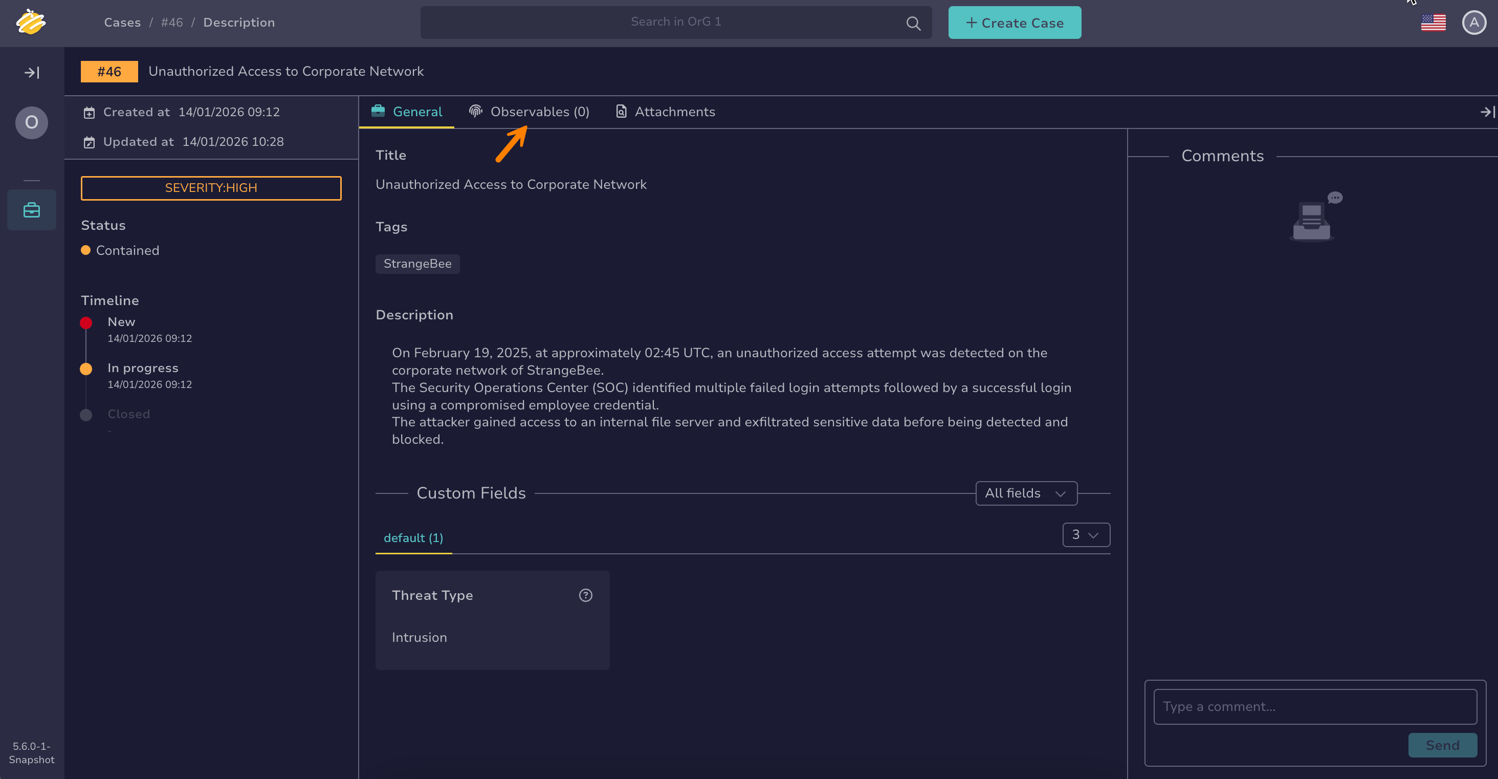 Add observables TheHive Portal