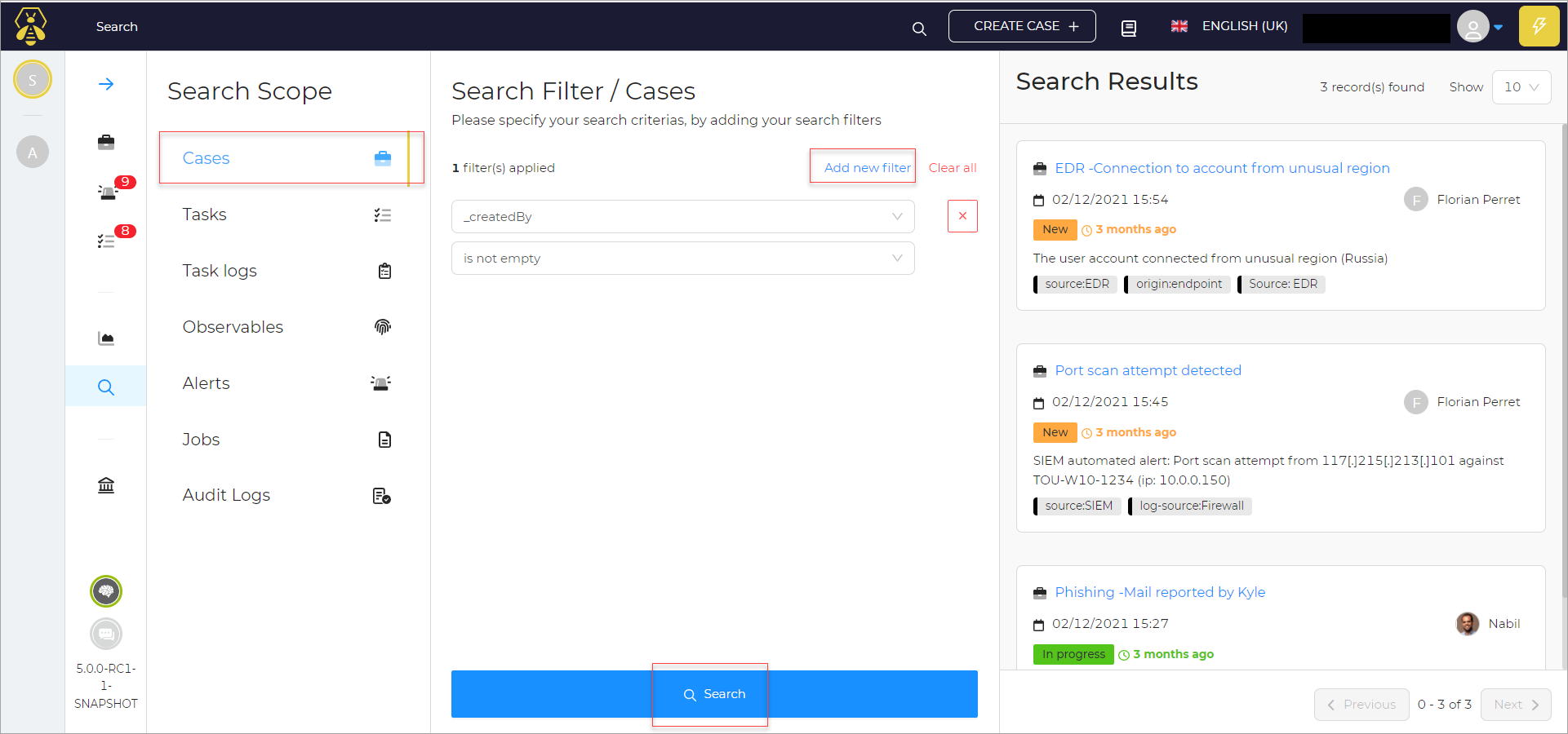 search by cases