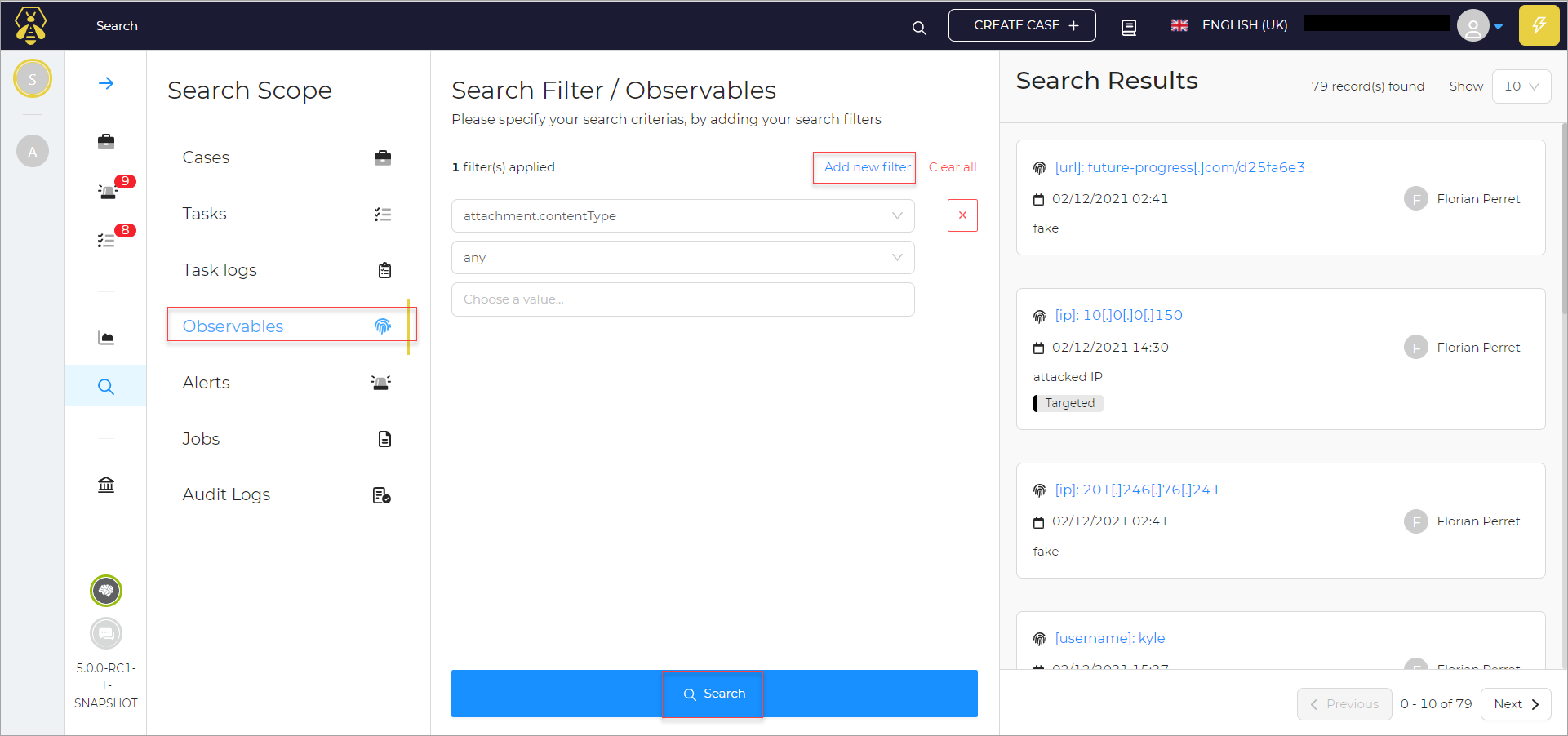 search by Observables